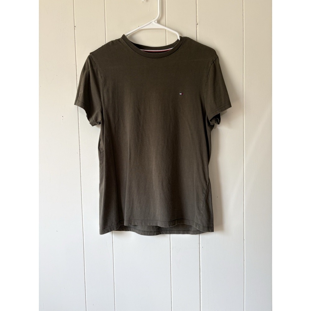 Tommy Hilfiger Mens Navy Green V-Neck Short Sleeve T-Shirt Custom Fit XS